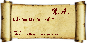 Németh Arikán névjegykártya
